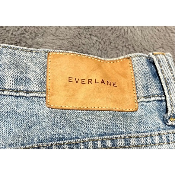 EVERLANE RODEO Denim Reconstructed Skirt Light Wash Distressed Frayed Size 30 - Picture 3 of 8